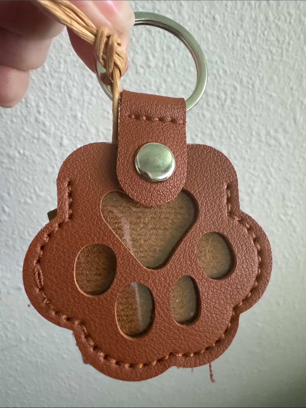 Brown Paw Print Leather Keychain New